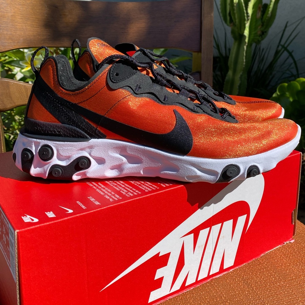 New Nike React Element 55 PRM SU19 Blk//BLK-Tr Yl - Picture 2 of 9